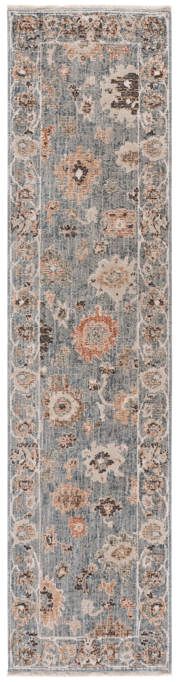 Safavieh Lauren Vintage Oushak Area Rug In Blue Ivory Rust — Low‑Profile, Power‑Loomed Turkish Weave, Eco Fabric 9'-0" x 12'-0" LRL1630M-9