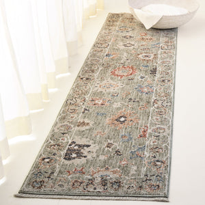 Safavieh Lauren Vintage Oushak Area Rug — Green Ivory Rust Palette, Low-Profile Power-Loomed Durability For Living Rooms 10'-0" x 12'-6" LRL1630Y-10