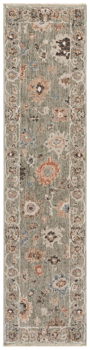 Safavieh Lauren Vintage Oushak Area Rug — Green Ivory Rust Palette, Low-Profile Power-Loomed Durability For Living Rooms 10'-0" x 12'-6" LRL1630Y-10