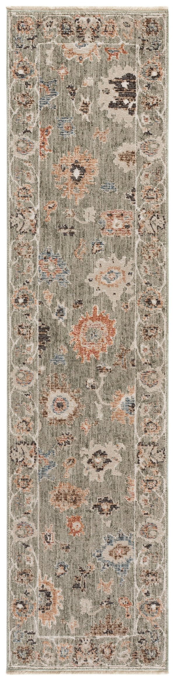 Safavieh Lauren Vintage Oushak Area Rug — Green Ivory Rust Palette, Low-Profile Power-Loomed Durability For Living Rooms 10'-0" x 12'-6" LRL1630Y-10