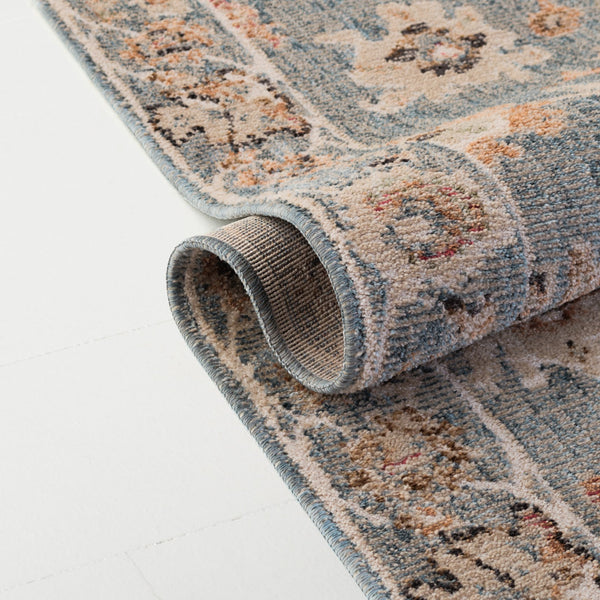 Safavieh Lauren Blue Transitional Runner 2X8 Ft, Low-Profile 3/8" Pile, Durable Power-Loomed Turkish Rug, Eco-Friendly LRL1632M-28