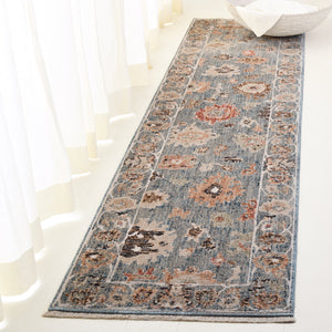 Safavieh Lauren Blue Transitional Runner 2X8 Ft, Low-Profile 3/8" Pile, Durable Power-Loomed Turkish Rug, Eco-Friendly LRL1632M-28