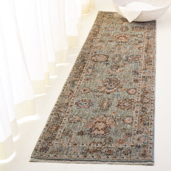 Safavieh Lauren Power-Loomed Green Runner Rug 2X8, Low-Profile 3/8" Pile, 80% Polyester/20% Recycled Cotton LRL1632Y-28