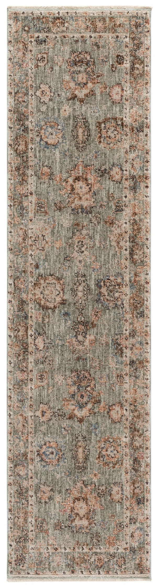 Safavieh Lauren Power-Loomed Green Runner Rug 2X8, Low-Profile 3/8" Pile, 80% Polyester/20% Recycled Cotton LRL1632Y-28