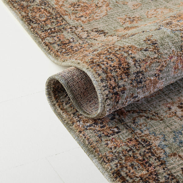 Safavieh Lauren Vintage Oushak Area Rug In Muted Green & Beige-Brown — Transitional Floral, Durable Eco Fibers 9'-0" x 12'-0" LRL1634Y-9