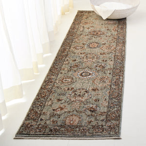Safavieh Lauren Vintage Oushak Area Rug In Muted Green & Beige-Brown — Transitional Floral, Durable Eco Fibers 9'-0" x 12'-0" LRL1634Y-9
