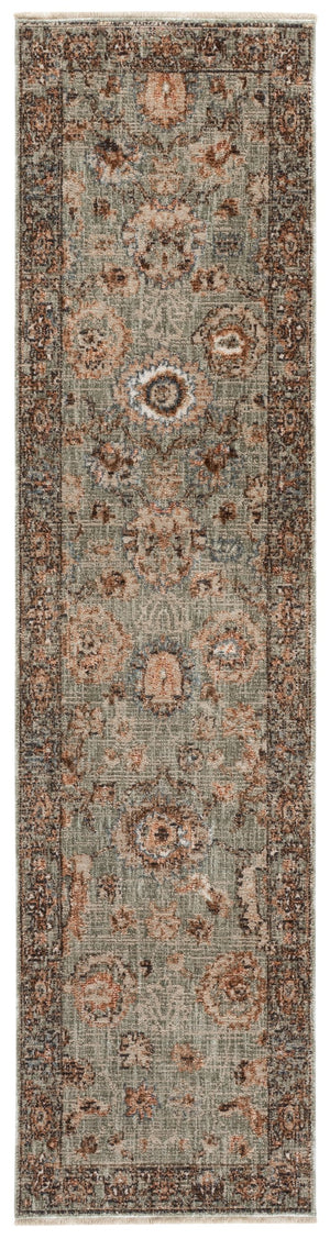 Safavieh Lauren Vintage Oushak Area Rug In Muted Green & Beige-Brown — Transitional Floral, Durable Eco Fibers 9'-0" x 12'-0" LRL1634Y-9