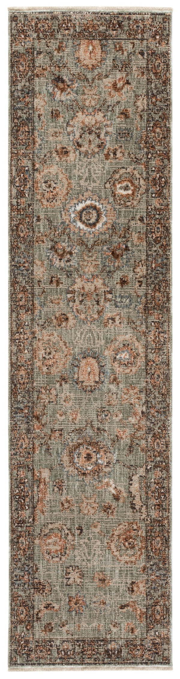 Safavieh Lauren Vintage Oushak Area Rug In Muted Green & Beige-Brown — Transitional Floral, Durable Eco Fibers 9'-0" x 12'-0" LRL1634Y-9