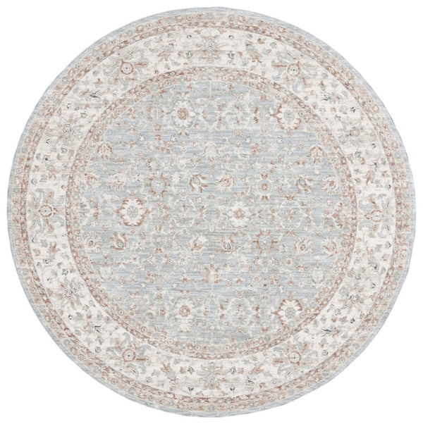 Safavieh Lrl Power Loomed Polyester Area Rug Traditional Blue Rust Tones for Living Rooms 6'-7" x 6'-7" (Round) LRL1751M-7R