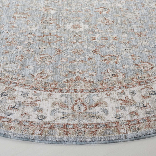 Safavieh Lrl Power Loomed Polyester Area Rug Traditional Blue Rust Tones for Living Rooms 6'-7" x 6'-7" (Round) LRL1751M-7R