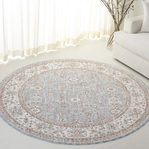 Safavieh Lrl Power Loomed Polyester Area Rug Traditional Blue Rust Tones for Living Rooms 6'-7" x 6'-7" (Round) LRL1751M-7R