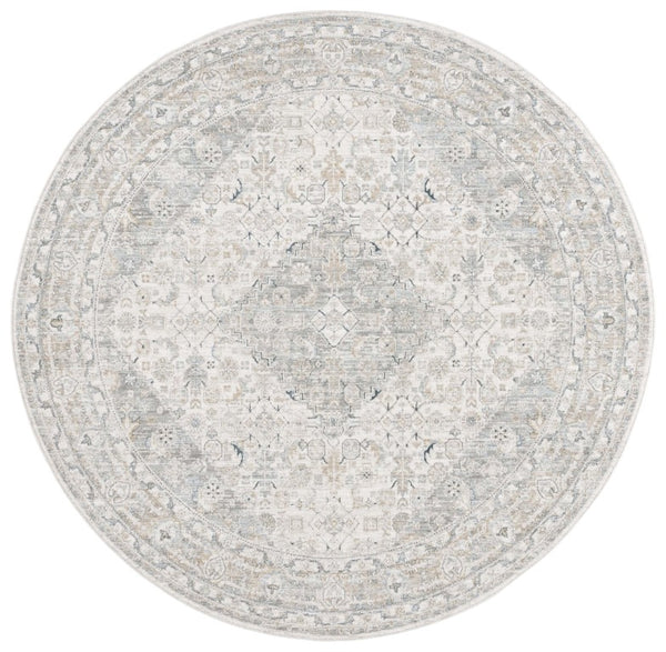 Safavieh Lrl Traditional Ivory Blue Polyester Area Rug for Living Room Bedroom Dining 6'-7" x 6'-7" Round LRL1755A-7R