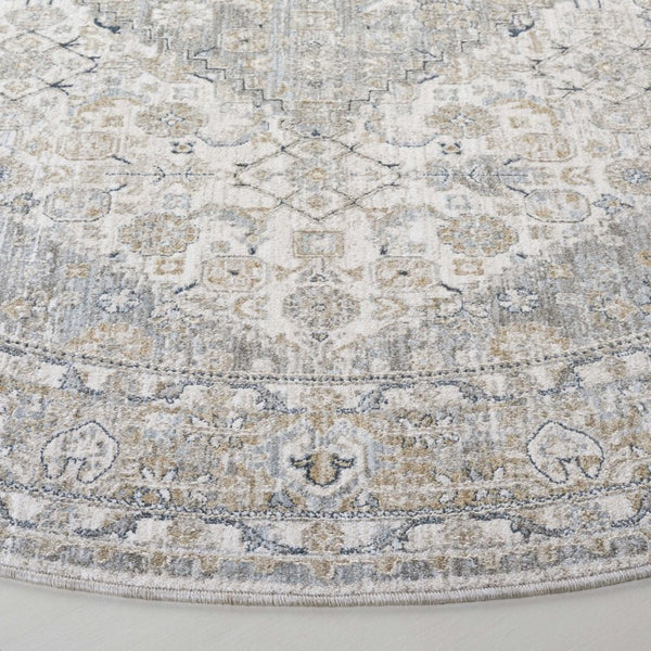 Safavieh Lrl Traditional Ivory Blue Polyester Area Rug for Living Room Bedroom Dining 6'-7" x 6'-7" Round LRL1755A-7R