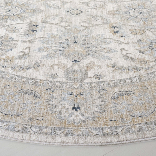 Safavieh Lrl Clarendon Traditional Polyester Area Rug Ivory Gold Formal Living Room Accent 6'7" x 6'7" Round LRL1757A-7R