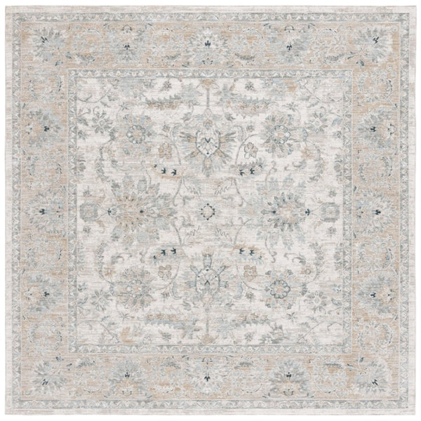 Safavieh Lrl Clarendon Traditional Polyester Area Rug Ivory Gold Formal Living Room Accent 6'7" x 6'7" Square LRL1757A-7SQ