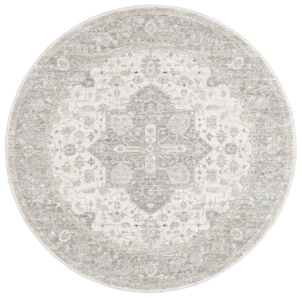 Safavieh Lrl Power-Loomed Polyester Area Rug Turkish Craft Ivory Blue Living Room Accent 6'-7" x 6'-7" Round LRL1759A-7R