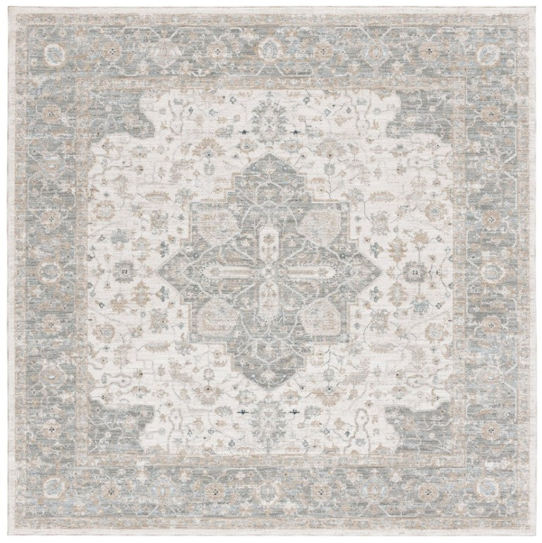 Safavieh Lrl Power-Loomed Polyester Area Rug Turkish Craft Ivory Blue Living Room Accent 6'-7" x 6'-7" Square LRL1759A-7SQ