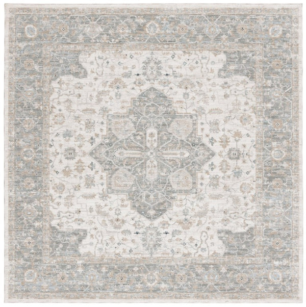 Safavieh Lrl Power-Loomed Polyester Area Rug Turkish Craft Ivory Blue Living Room Accent 6'-7" x 6'-7" Square LRL1759A-7SQ