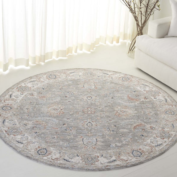 Safavieh Lrl Power Loomed Polyester Area Rug Tonal Grey Tones for Living Bedroom Spaces 6'-7" x 6'-7" (Round) LRL1761F-7R
