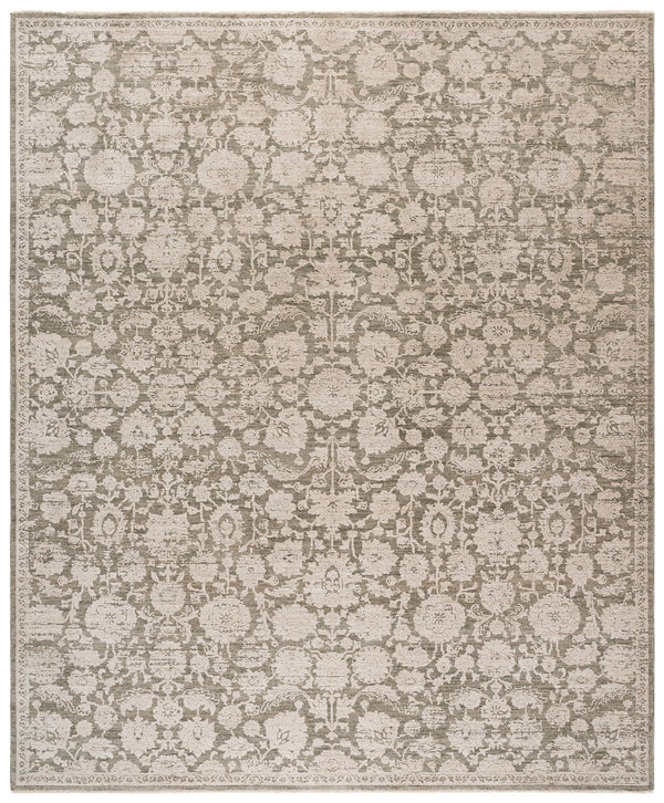 Safavieh Lauren Green And Ivory Transitional Area Rug — Power-Loomed Polyester, Soft 3/8" Pile, Durable Elegance 8'-0" x 10'-0" LRL1781Y-8