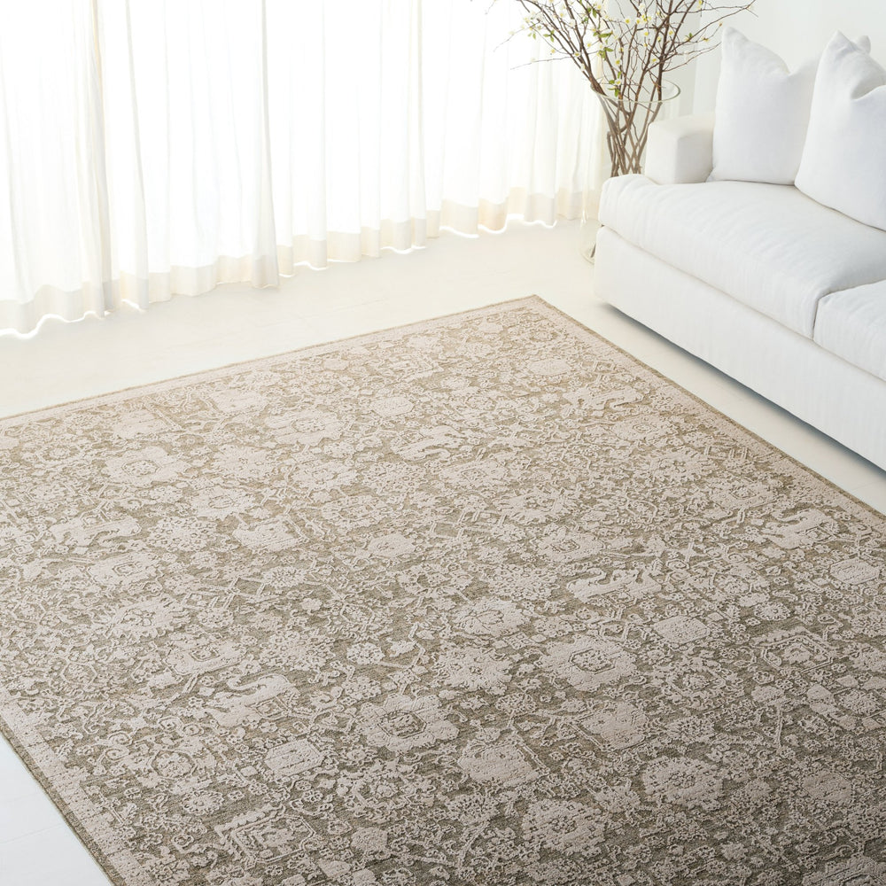 Safavieh Lauren Floral Transitional Rug 8X10 In Green Ivory — Low-Profile Durable Polyester Pile, Turkey-Made LRL1783Y-8