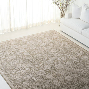 Safavieh Lauren Floral Transitional Rug 8X10 In Green Ivory — Low-Profile Durable Polyester Pile, Turkey-Made LRL1783Y-8