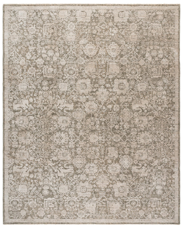 Safavieh Lauren Floral Transitional Rug 8X10 In Green Ivory — Low-Profile Durable Polyester Pile, Turkey-Made LRL1783Y-8