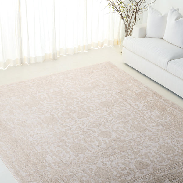 Safavieh Lauren Soft Beige & Ivory Carmen 8X10 Rug — Transitional Low-Profile 3/8" Polyester, Durable Elegance LRL1784B-8