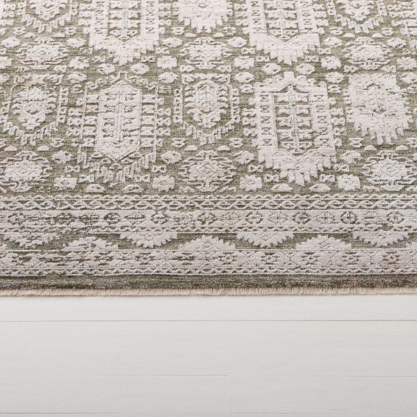 Safavieh Lauren Transitional Green And Beige-Ivory Area Rug, Low-Pile Polyester, Power-Loomed Turkish Craftsmanship 10'-0" x 14'-0" LRL1788Y-1013