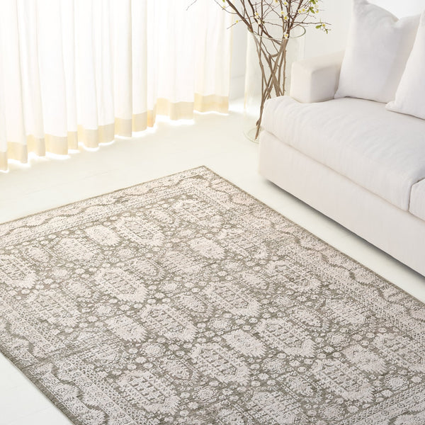 Safavieh Lauren Transitional Green And Beige-Ivory Area Rug, Low-Pile Polyester, Power-Loomed Turkish Craftsmanship 10'-0" x 14'-0" LRL1788Y-1013