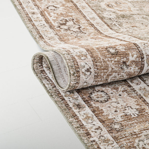 Safavieh Lauren Transitional Green Beige Area Rug - Low-Profile Power-Loomed Polyester, Durable Turkish Craftsmanship 9'-0" x 12'-0" LRL1788Y-9