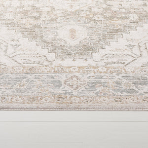 Safavieh Lauren Rosalie 8X10 Grey Beige Ivory Medallion Rug – Power-Loomed Turkey, Plush 3/8" Pile, Durable Elegance LRL1790F-8