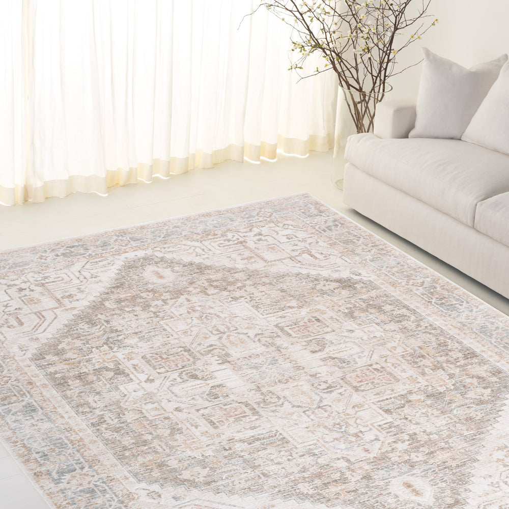 Safavieh Lauren Rosalie 8X10 Grey Beige Ivory Medallion Rug – Power-Loomed Turkey, Plush 3/8" Pile, Durable Elegance LRL1790F-8