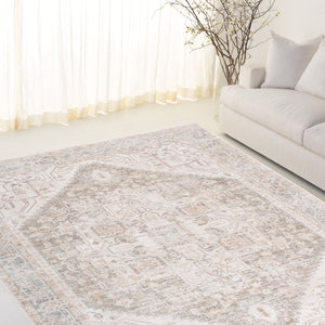 Safavieh Lauren Rosalie 8X10 Grey Beige Ivory Medallion Rug – Power-Loomed Turkey, Plush 3/8" Pile, Durable Elegance LRL1790F-8