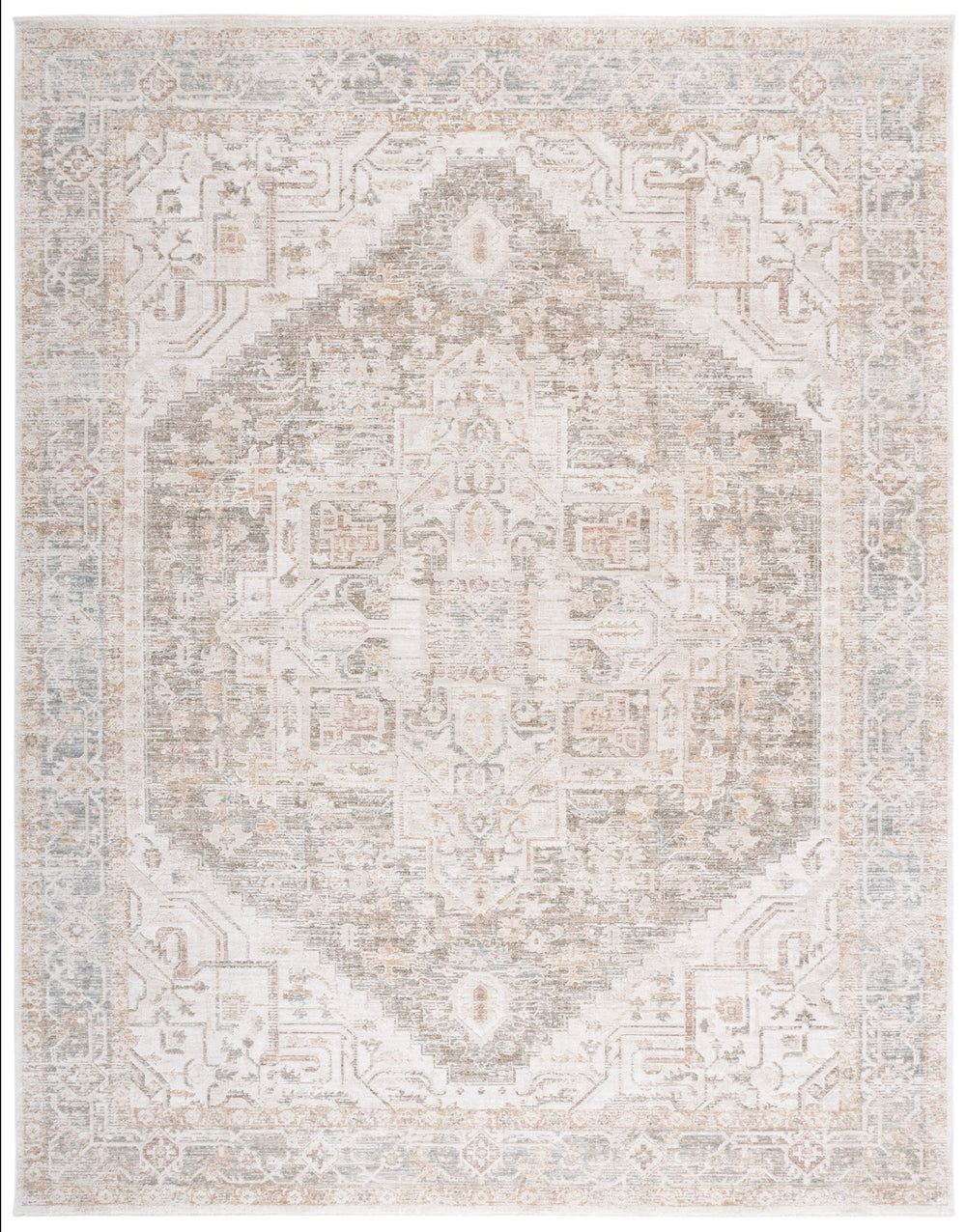 Safavieh Lauren Rosalie 8X10 Grey Beige Ivory Medallion Rug – Power-Loomed Turkey, Plush 3/8" Pile, Durable Elegance LRL1790F-8