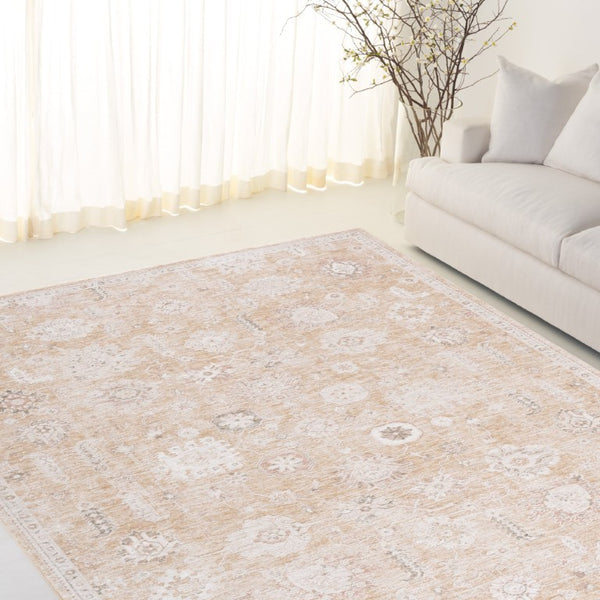 Safavieh Lauren Ralph Rosalie Power Loomed Polyester Floral Rug Warm Ivory Gold Tones LRL1792B-8