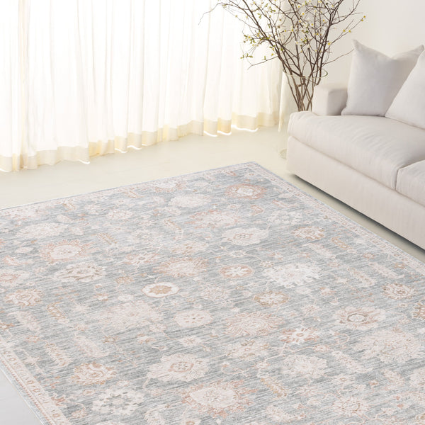 Safavieh Lauren Elegant Rosalie Area Rug In Blue And Beige-Ivory, Power-Loomed Turkey, Low-Profile Plush, Stain-Resistant 9'-0" x 12'-0" LRL1792M-9