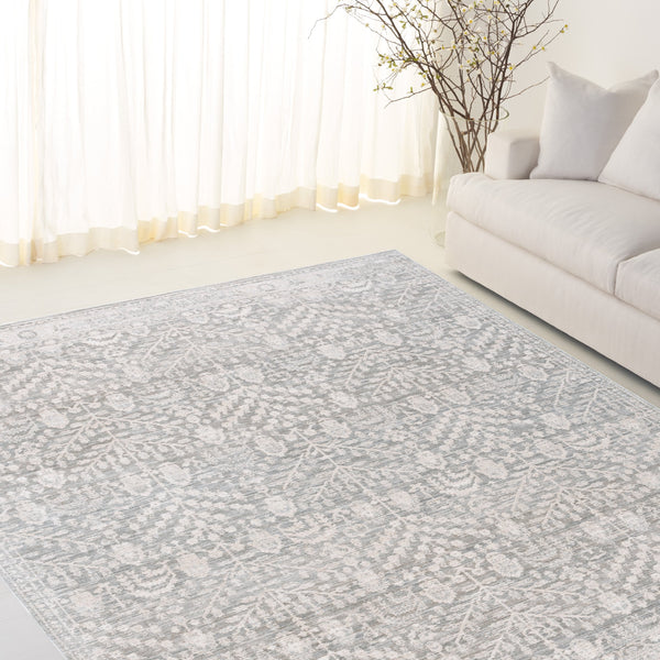Safavieh Lauren Rosalie Traditional 8X10 Blue Ivory Area Rug – Power-Loomed Comfort, Botanical Geometric Design LRL1793M-8