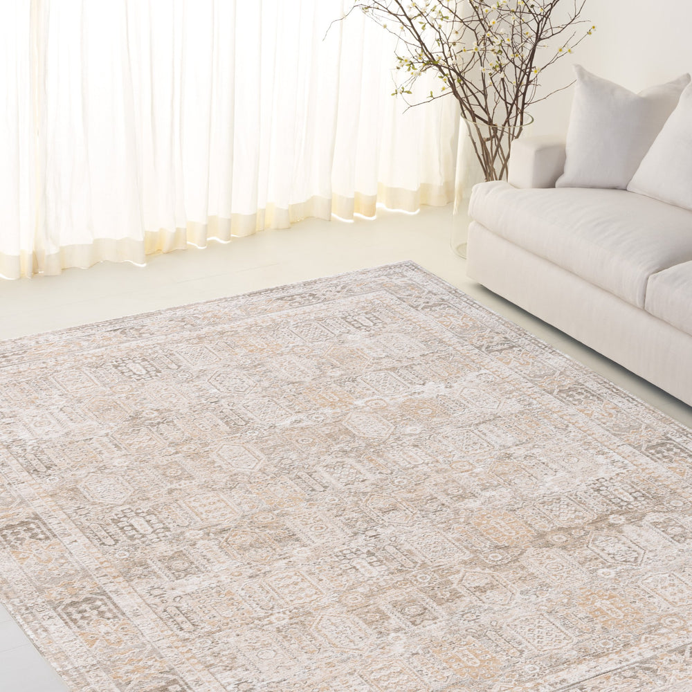 Safavieh Lauren Transitional Ivory Beige-Brown Area Rug, Low Pile 3/8" Power-Loomed Polyester Durable Elegance 9'-0" x 12'-0" LRL1796B-9