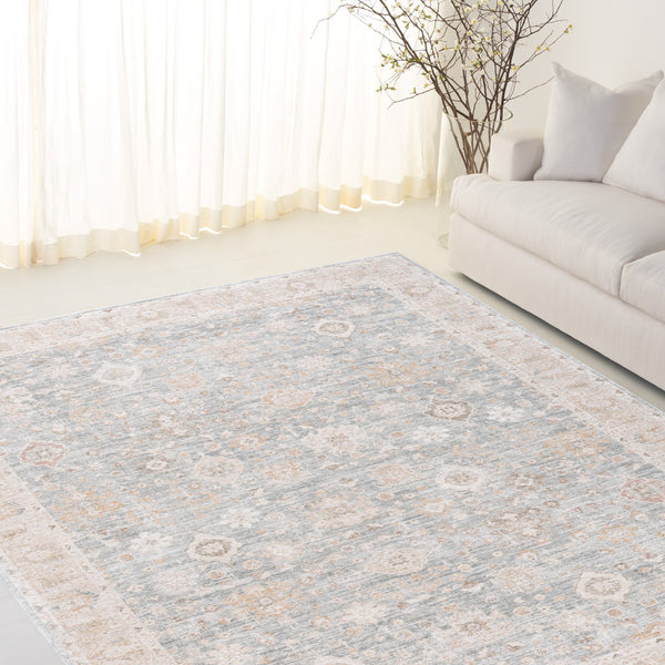 Safavieh Lauren Rosalie 8X10 Distressed Traditional Area Rug In Blue Beige Ivory – Soft Low Pile, Durable Turkey Crafted LRL1798M-8