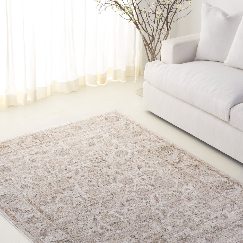 Safavieh Lauren Vintage-Inspired Floral Rug Taupe Ivory Beige — Low-Pile Power-Loomed Turkish Polyester 8'-0" x 10'-0" LRL1850E-8