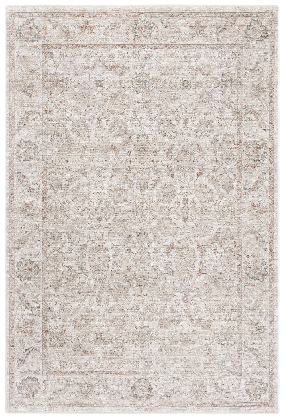 Safavieh Lauren Vintage-Inspired Floral Rug Taupe Ivory Beige — Low-Pile Power-Loomed Turkish Polyester 8'-0" x 10'-0" LRL1850E-8