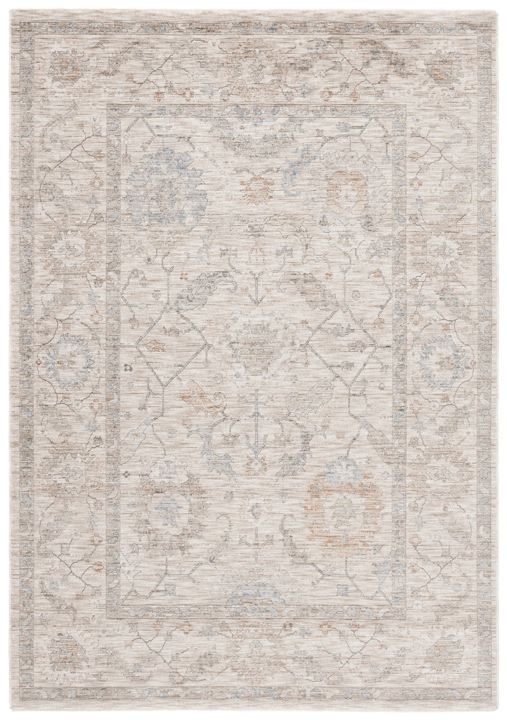 Safavieh Lauren Transitional Floral Area Rug In Beige With Rust-Blue Accents, Power-Loomed Turkey, Durable Soft Pile 8'-0" x 10'-0" LRL1851B-8