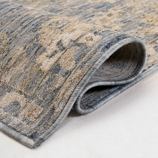 Safavieh Lauren Floral-Inspired Low-Profile Area Rug In Soothing Blue & Ivory Beige — Durable Power-Loomed Elegance 8'-0" x 10'-0" LRL1851M-8