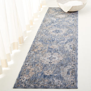 Safavieh Lauren Neutral Blue And Ivory-Beige Power-Loomed Area Rug — Low-Profile Polyester Comfort For Living Spaces 10'-0" x 14'-0" LRL1851M-10