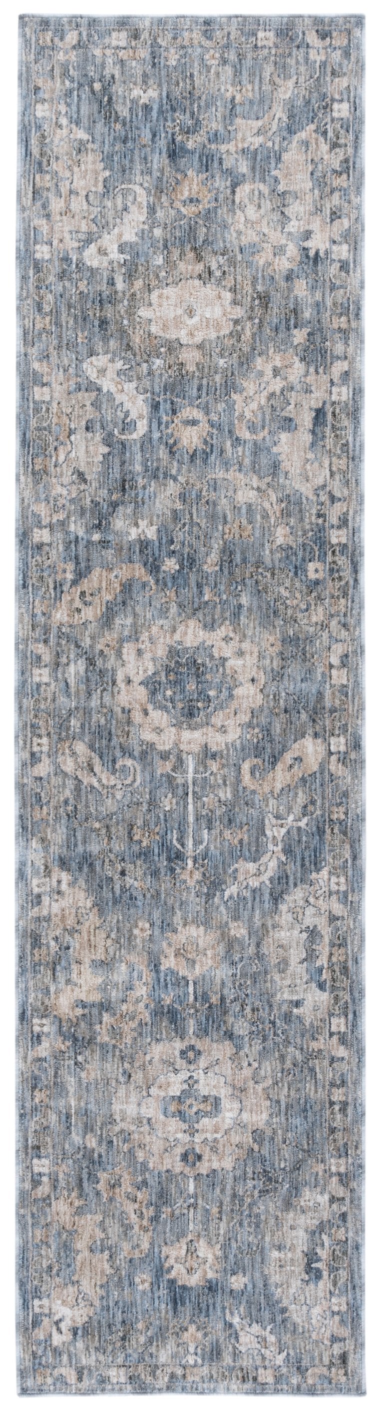 Safavieh Lauren Floral-Inspired Low-Profile Area Rug In Soothing Blue & Ivory Beige — Durable Power-Loomed Elegance 8'-0" x 10'-0" LRL1851M-8