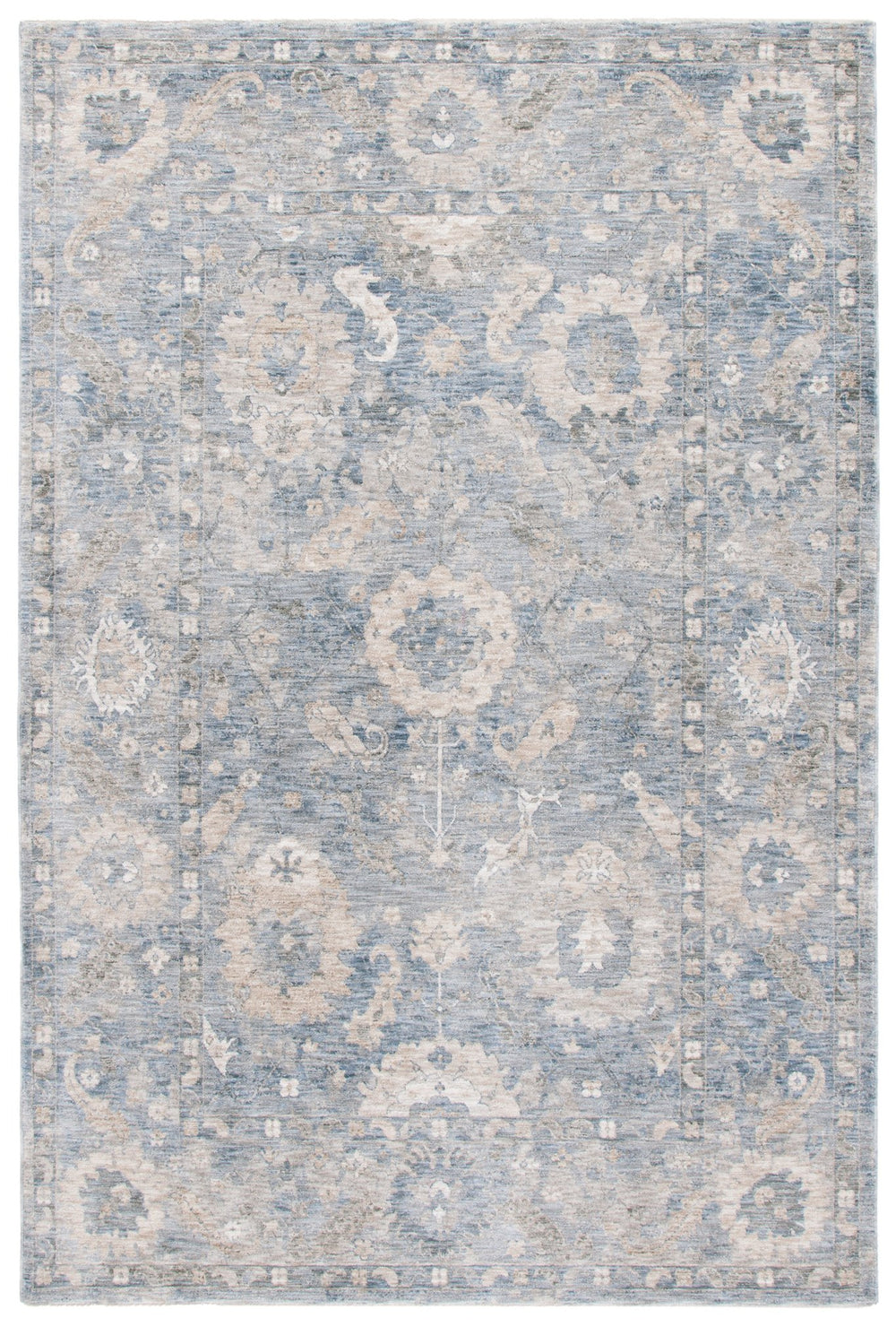 Safavieh Lauren Neutral Blue And Ivory-Beige Power-Loomed Area Rug — Low-Profile Polyester Comfort For Living Spaces 10'-0" x 14'-0" LRL1851M-10