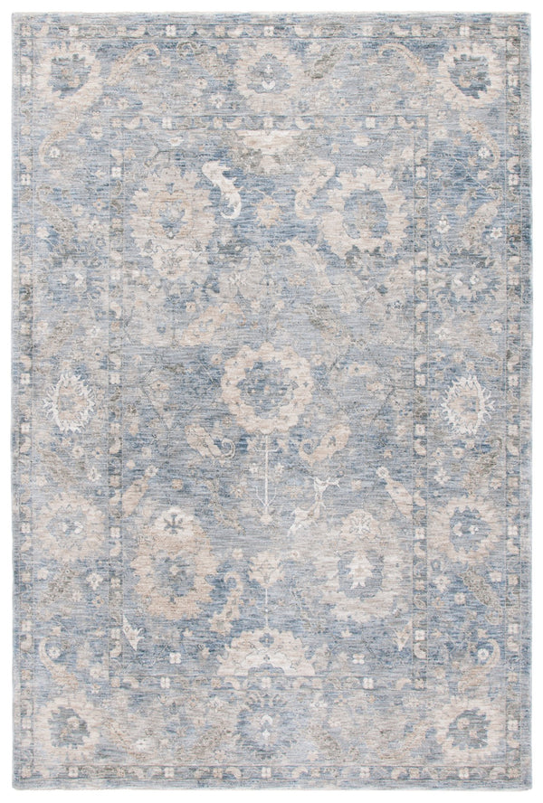 Safavieh Lauren Neutral Blue And Ivory-Beige Power-Loomed Area Rug — Low-Profile Polyester Comfort For Living Spaces 10'-0" x 14'-0" LRL1851M-10
