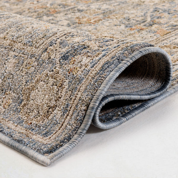 Safavieh Lauren Elegant Floral Area Rug In Blue Ivory Taupe — Power-Loomed Polyester, Low-Profile Durability 8'-0" x 10'-0" LRL1852M-8