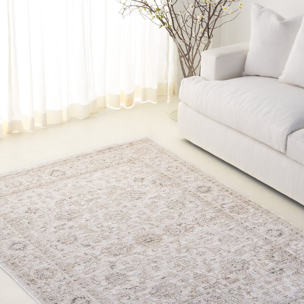 Safavieh Lauren Transitional Floral Area Rug In Beige Ivory-Taupe, Power-Loomed Turkey, Durable Soft Feel 6'-7" x 9'-6" LRL1854E-7